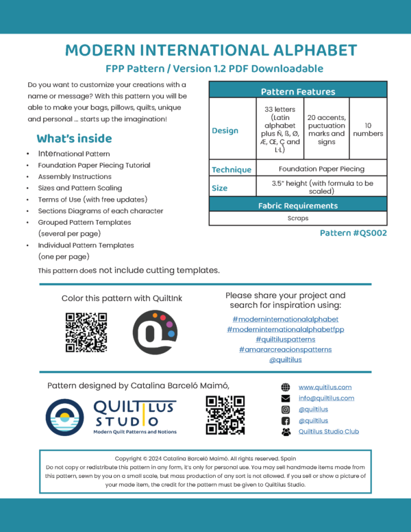 Modern International Alphabet FPP Pattern. PDF - Image 6